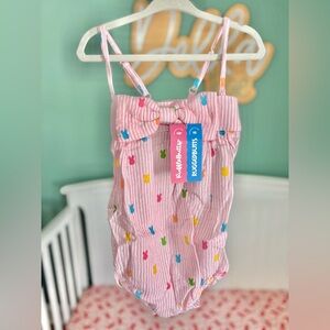 Rufflebutts 2T girls pink bunny cotton gauzy bubble romper